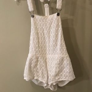 White lace volcom overalls perfect condition
